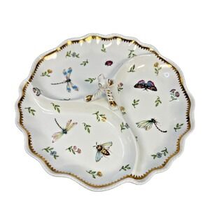 I. Godinger & Co Primavera Divided Serving Tidbit Dish Butterflies & Dragonfl